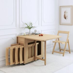 VersaHome Foldable Dining Table with Storage - Space-Saving Kitchen Island