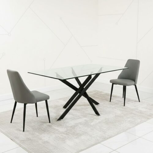 Contemporary Rectangular Dining Table for Kitchens and Breakfast Areas, Featuring Durable Metal Legs