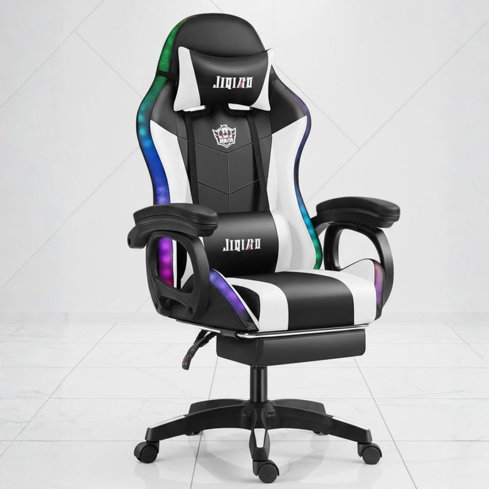 adjustable ergonomic reclining gaming chair with footrest