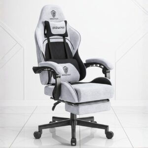 black ergonomic gaming chair with lumbar support and headrest