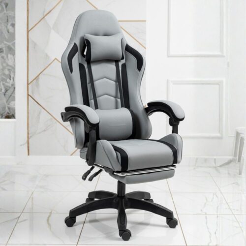 ergonomic gaming chair with footrest and adjustable headrest