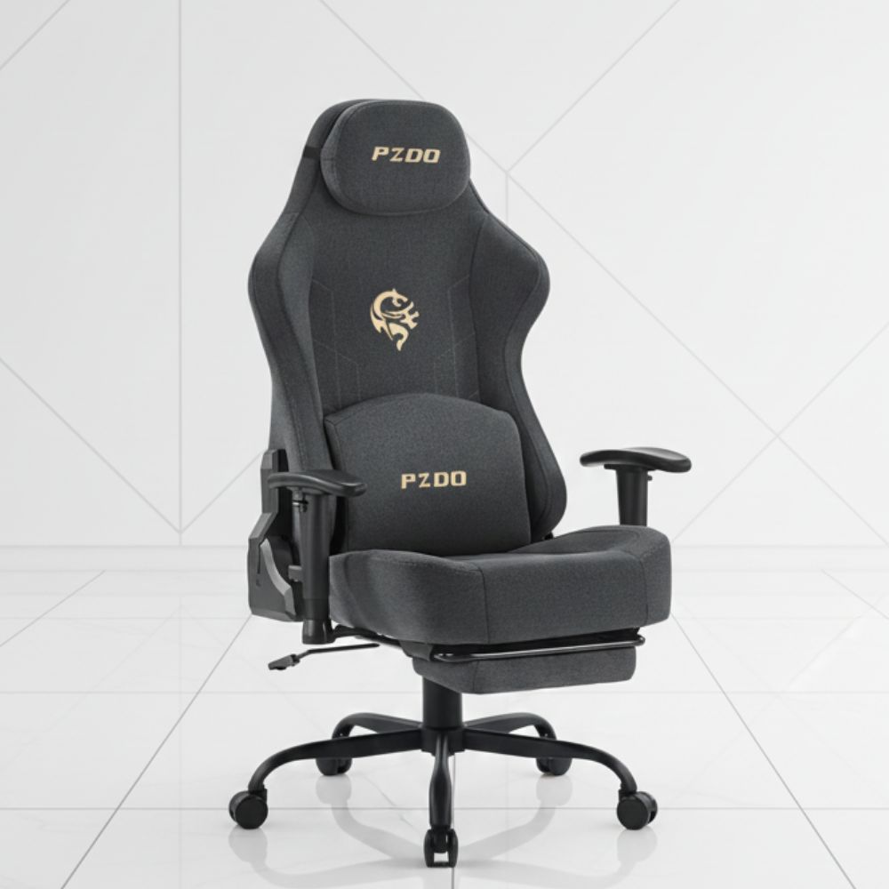 grey ergonomic reclining gaming chair