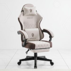 black ergonomic gaming chair with footrest