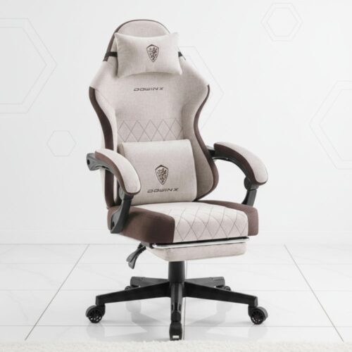 black ergonomic gaming chair with footrest