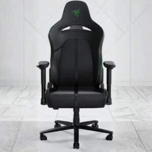 black ergonomic gaming chair with lumbar support