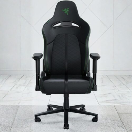 black ergonomic gaming chair with lumbar support