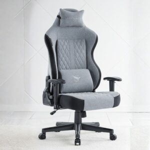 black and red oversized ergonomic gaming chair with lumbar support and footrest