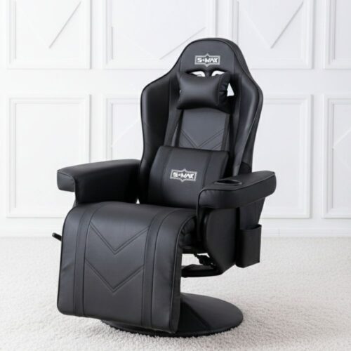 black ergonomic gaming chair with lumbar support reclining