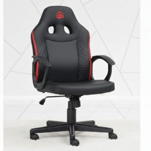 black and red pu leather gaming chair with lumbar support reclining