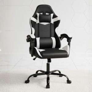 black leatherette ergonomic gaming chair with lumbar support
