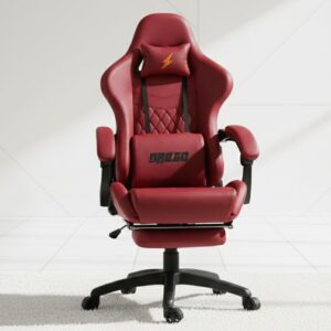 black ergonomic gaming chair with massage and footrest