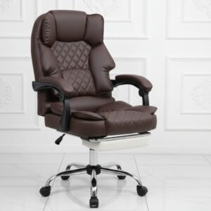 black and brown executive gaming chair with lumbar support