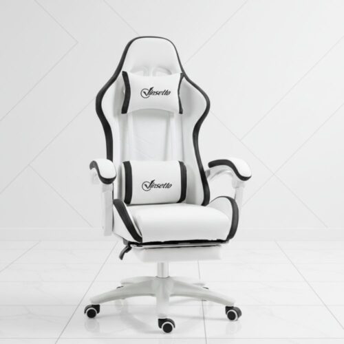 leather gaming chair with footrest reclining