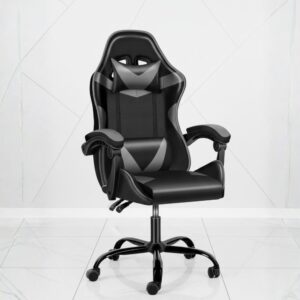black ergonomic gaming chair with lumbar support adjustable