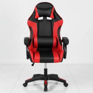 ergonomic PU leather gaming chair with lumbar support and headrest