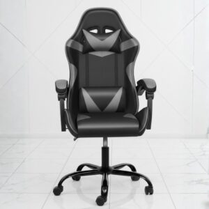 black PU leather ergonomic gaming chair with lumbar support