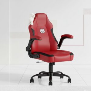 red PU leather ergonomic gaming chair with lumbar support