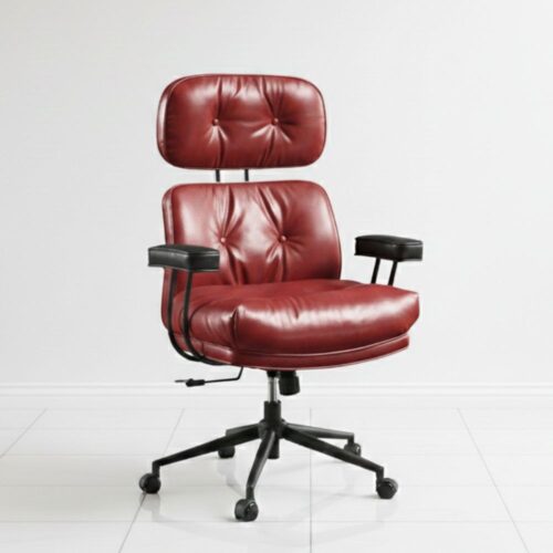 black and red gaming chair with lumbar support and footrest
