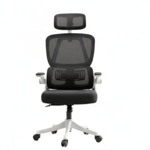 black ergonomic gaming chair with lumbar support and footrest