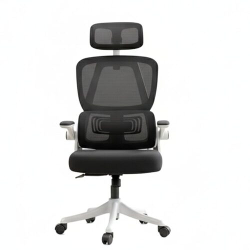 black ergonomic gaming chair with lumbar support and footrest