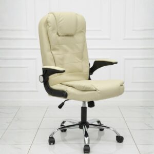 off-white leather gaming chair