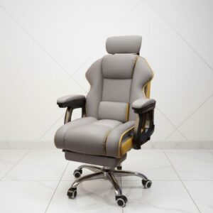 pu leather ergonomic gaming chair with footrest and lumbar support
