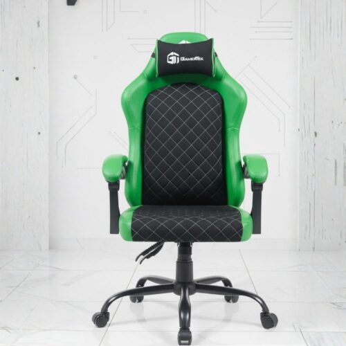 black ergonomic reclining gaming chair with lumbar support