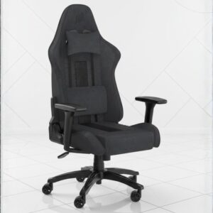black fabric ergonomic gaming chair with lumbar support adjustable