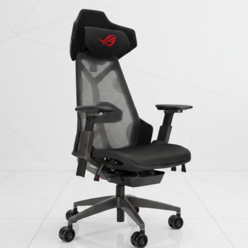 black ergonomic gaming chair with lumbar support