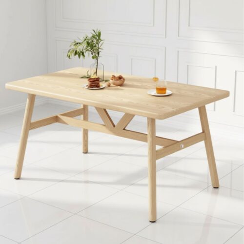 4 Seater Rectangular Wooden Dining Table - Modern Design with Metal Legs for Kitchen and Dining Room