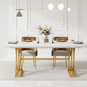 Stylish Rectangular Dining Table for 4-6 People, Wood Look Finish with Convenient Storage Shelf, Ideal for Kitchens and Small Spaces