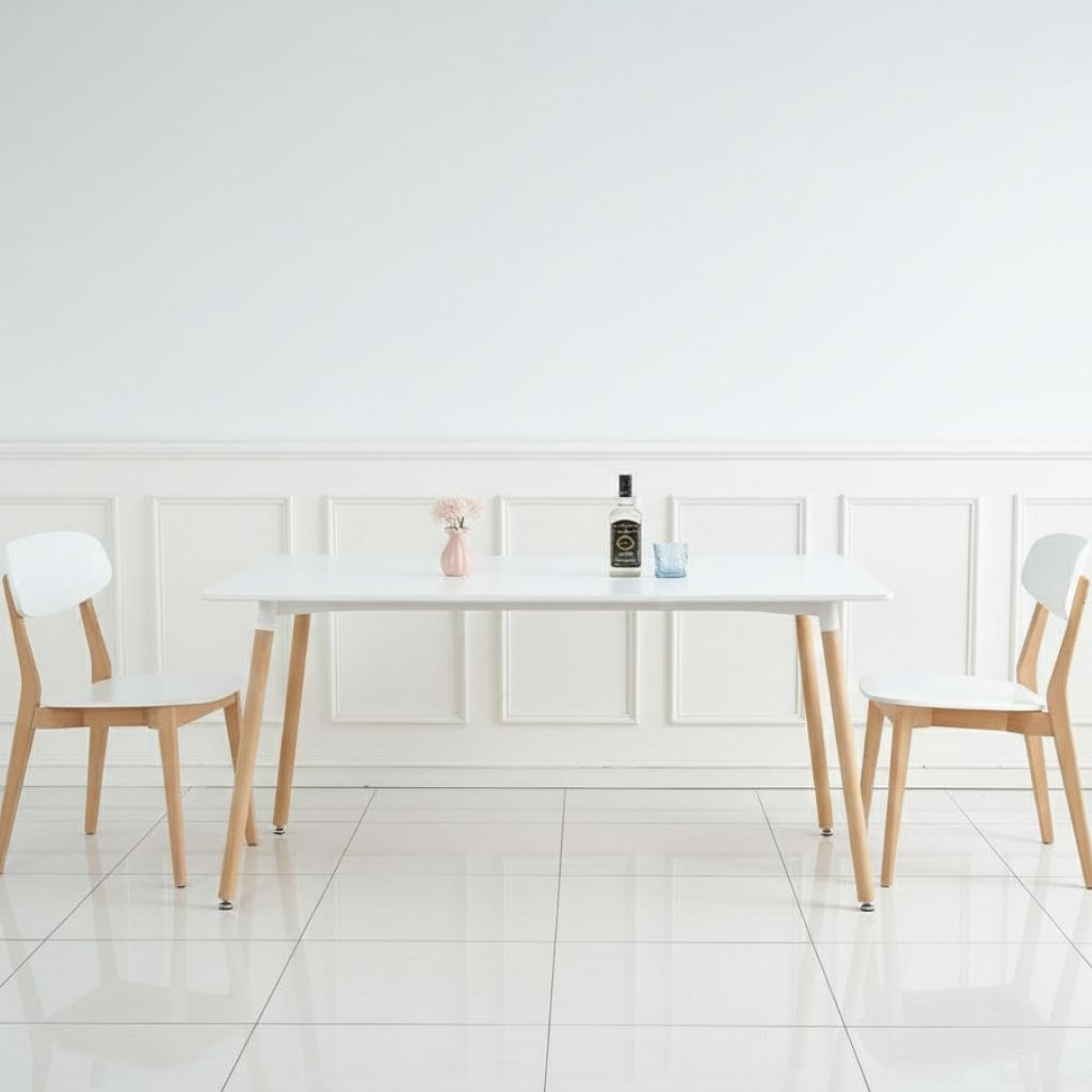 White Dining Table Without Furniture L150xW90xH75cm - Versatile Table for Home Dining Areas