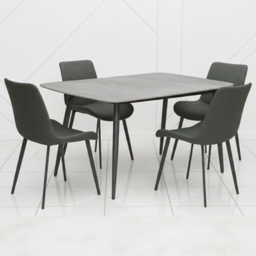 4 Seater Rectangular Marble Top Dining Table - Modern Design with Metal Legs for Dining Room & Kitchen