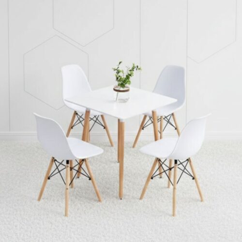 2 Seater Small Square Dining Table - Modern Metal Legs Design for Kitchen and Leisure Spaces