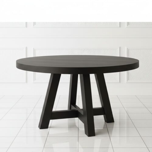 Rustic Style Round Dining Table - Durable and Compact Design for Kitchen or Cozy Dining Spaces