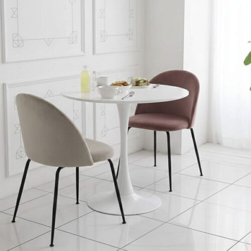 Small Round Melamine Top Pedestal Dining Table - 90x90x75cm for Home & Office Use