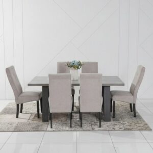 6 Seater Rectangular Glass Top Dining Table - Elegant Design with Robust Metal Frame for Dining Room
