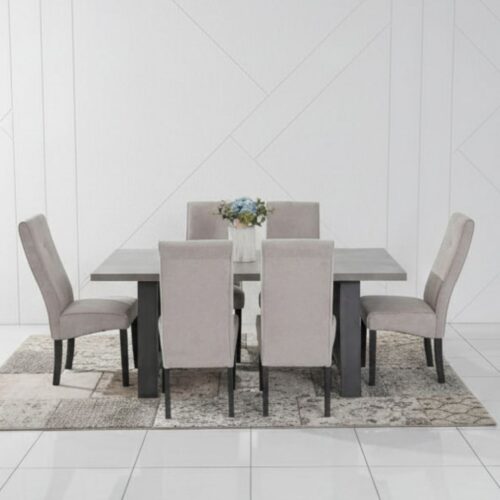 6 Seater Rectangular Glass Top Dining Table - Elegant Design with Robust Metal Frame for Dining Room