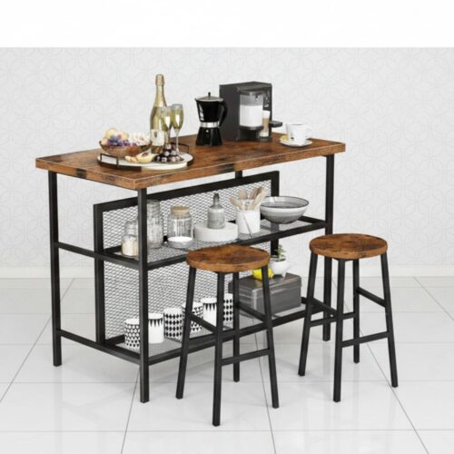 4 Seater Wood Top Industrial Dining Table - Sturdy Metal Legs for Kitchen and Dining Room