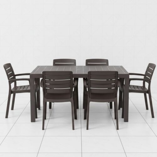 6 Seater Outdoor Dining Table - Durable Cedargrain Design Perfect for Patio, Garden & Balcony