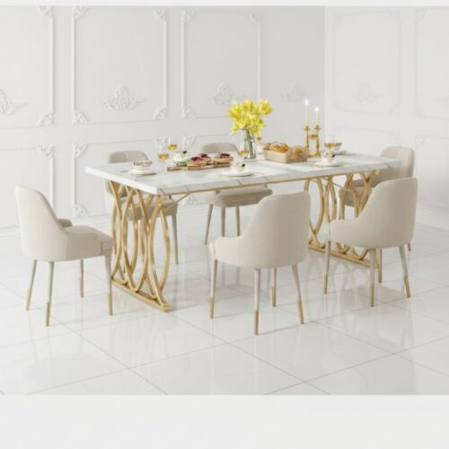 Modern 4 Seater Rectangular Dining Table with Metal Legs - Space Saving Design for Small Kitchen & Home Office