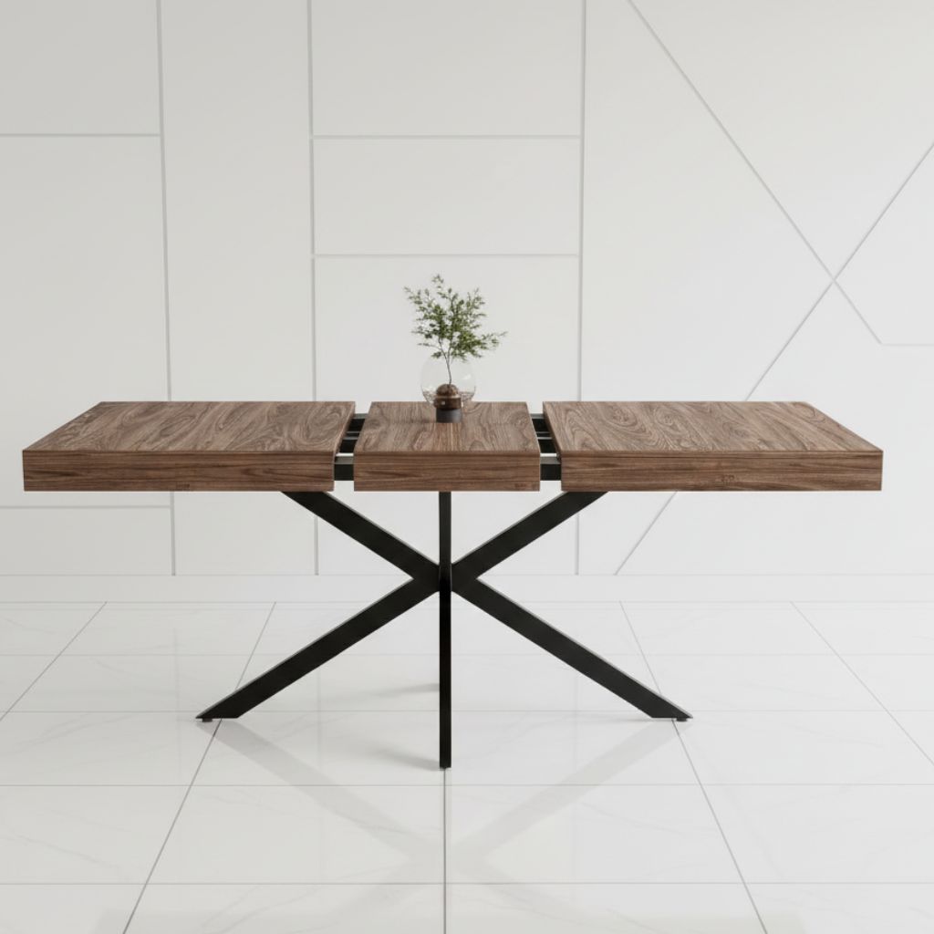 6-8 Seater Extendable Rectangular Dining Table - Farmhouse Style Expandable Kitchen & Dining Room Table for Small Spaces