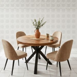 Round Dining Table - Versatile and Space-Saving Design for Modern Kitchens and Dining Areas