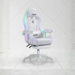 black ergonomic gaming chair with lumbar support adjustable headrest
